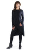 black goth gothy gothic edgy dark alt fashion tencel sustainable organic cotton ethical clothing womenswear asymmetrical silver zipper long tunic thumbholes longsleeve