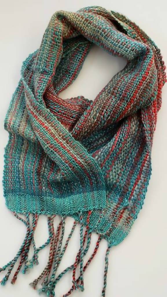 Bamboo Cotton Alpaca Handwoven Scarf - Late Summer or Early Autumn handmade scarf Iron Springs Weaving 