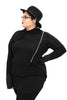 black goth gothy gothic edgy dark alt fashion jacket long sleeves asymmetrical silver zipper
