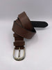 Basic Dark Brown Handmade Leather Belt with Silver Adornment belts BLONDISH 