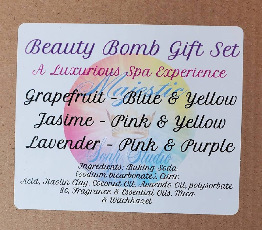 Beauty Bomb - "Bath Bomb" - Gift Sets (Grapefruit, Jasmine, Lavender) Bath, Body, Aroma Therapy Majestic Soap Studio, LLC 