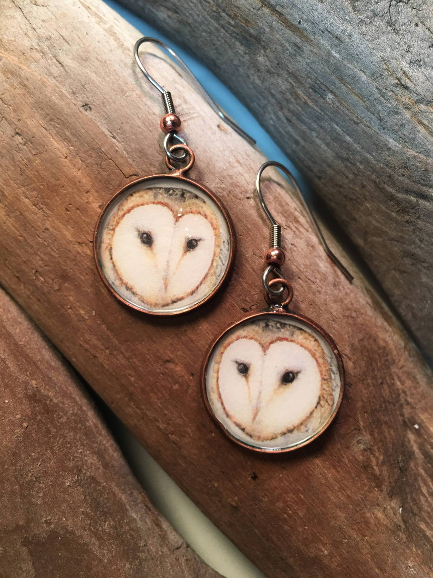 Barn Owl Watercolor Art Earrings Jewelry Wild Art Watercolors 