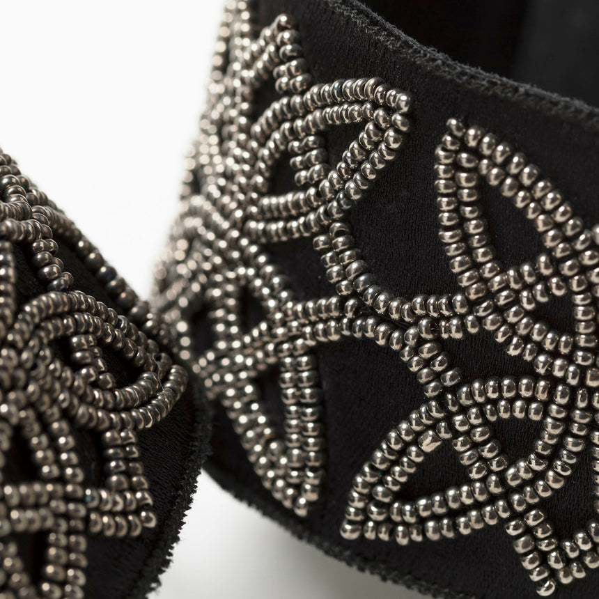 Lori Weitzner Ariadne Bracelet in Charcoal with Beading, Suede, Magnetic Closures
