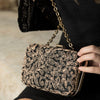 Lori Weitzner Athena Clutch, Bag with Embroidery, Beading, and hidden Chain  