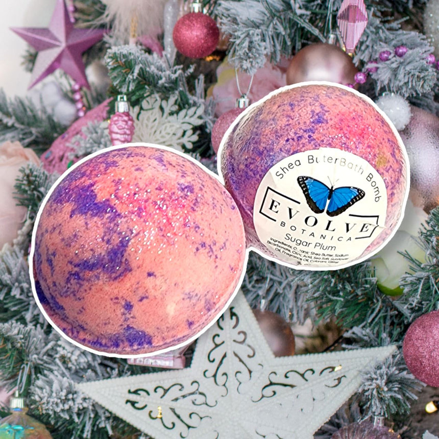 Bath Bomb - Sugar Plum ( Christmas - Holiday ) Beauty Evolve Botanica Co 