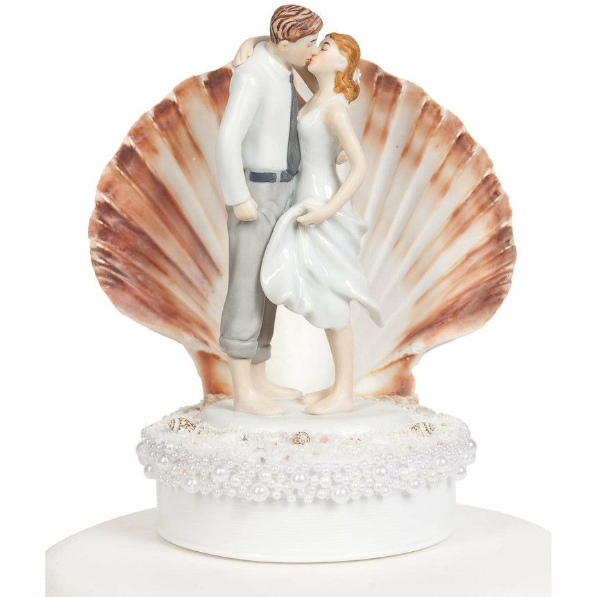 Beach Get Away Shell Wedding Cake Topper Traditional Cake Toppers (Heavy) Wedding Collectibles 