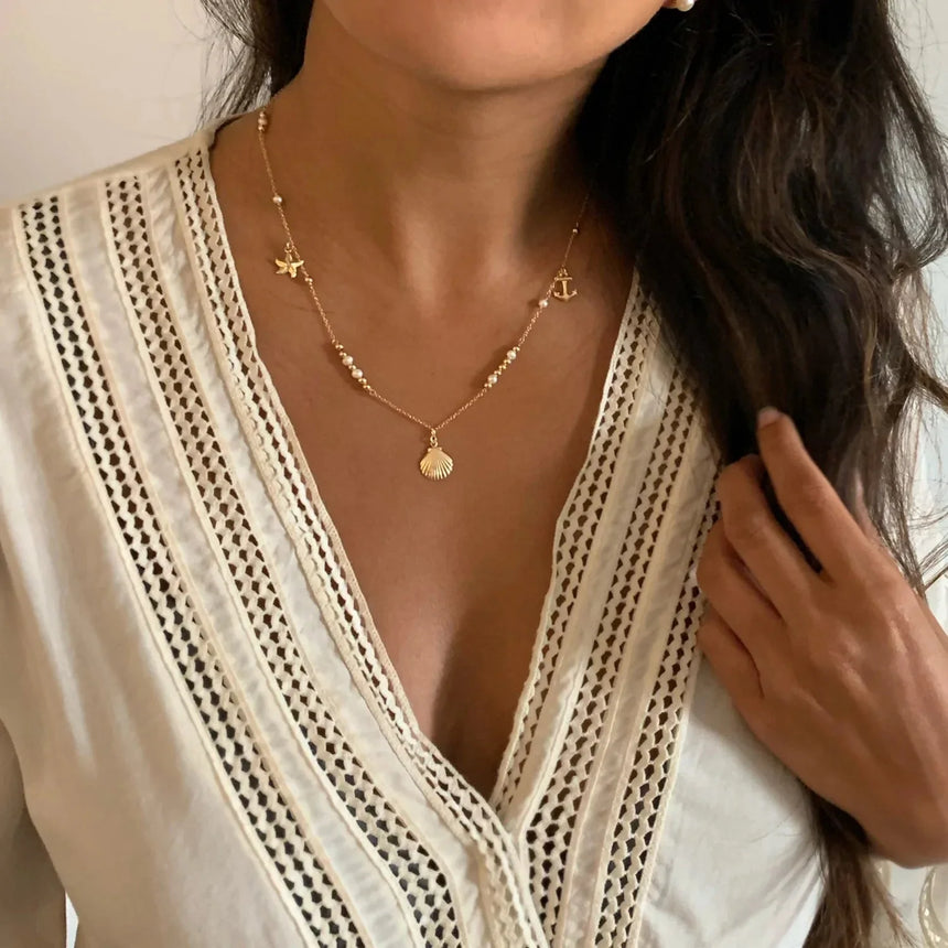Beached Pearl Accent Necklace Hips-sister 