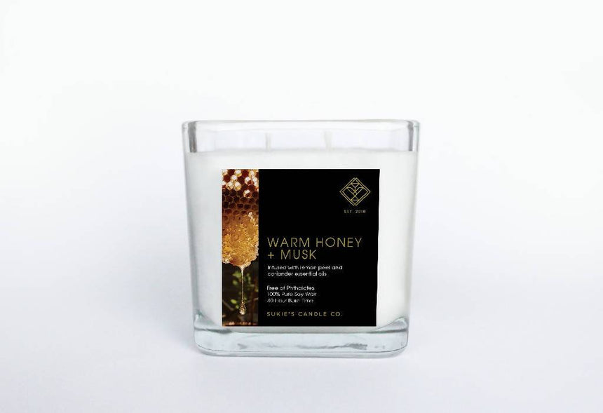 Warm Honey + Musk 100% Pure Soy Double Wick Candle Double Wick Candle Sukie’s Candle Co. 