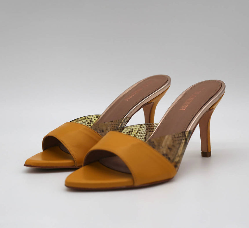 Berta Mustard Mules footwear , shoes , pumps, mules, heels, handmade shoes ,leather BLONDISH 