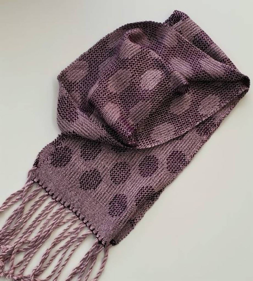 Bamboo Handwoven Scarf - Eggplant and Light Mauve handmade scarf Iron Springs Weaving Elegant Eggplant and Light Mauve Scarf 