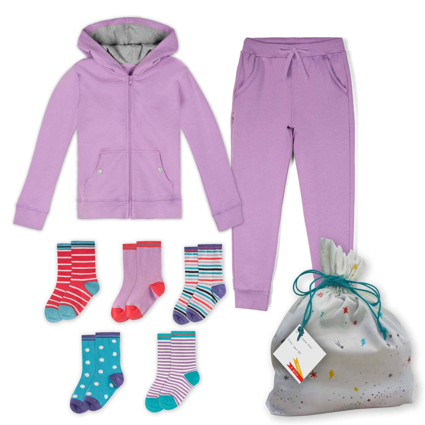 Warm and Cozy Organic Cotton Hoodie, Sweat Pant and Sock Gift Set 7HS001_hoodie-sweatpant-sock-gift-set Mightly Lilac X-Small (4/5) 