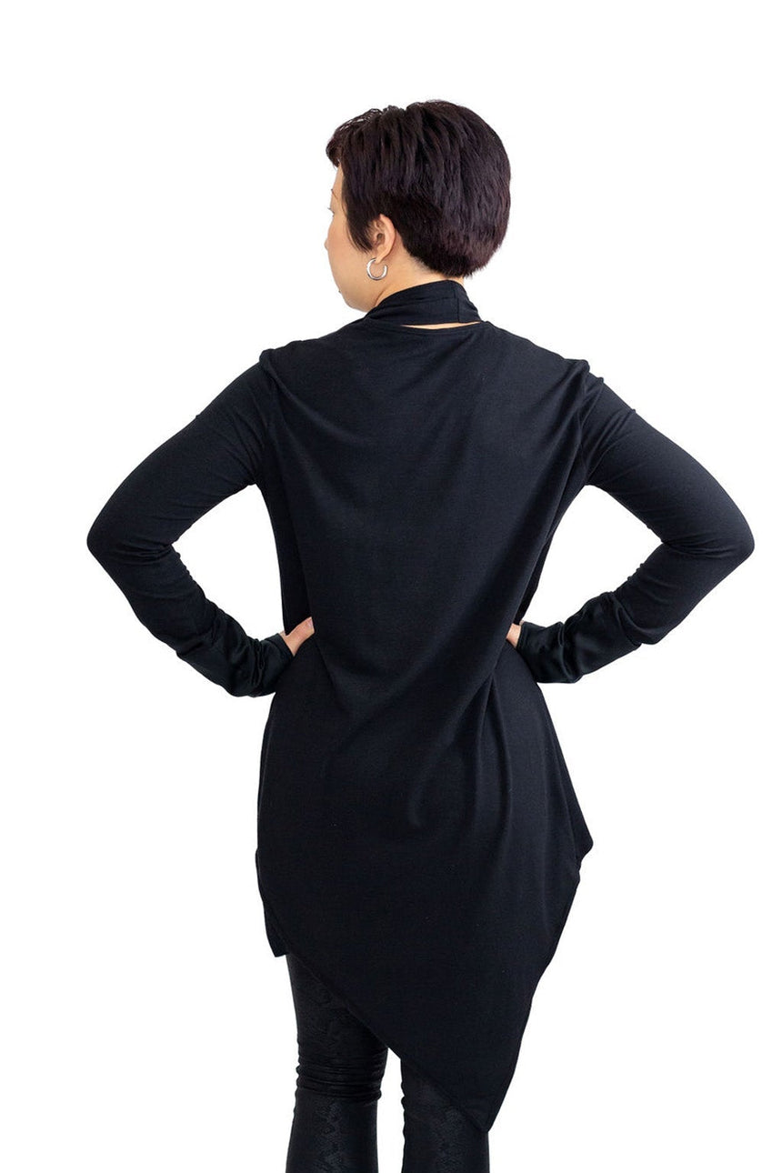 black goth gothy gothic edgy dark alt fashion jacket long sleeves asymmetrical silver zipper