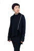 black goth gothy gothic edgy dark alt fashion jacket long sleeves asymmetrical silver zipper