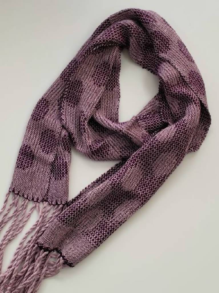 Bamboo Handwoven Scarf - Eggplant and Light Mauve handmade scarf Iron Springs Weaving 