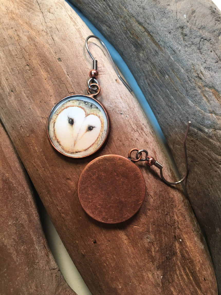Barn Owl Watercolor Art Earrings Jewelry Wild Art Watercolors 