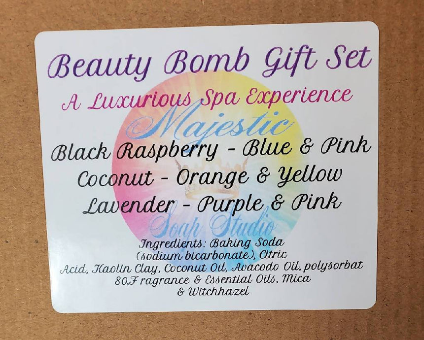 Beauty Bomb - "Bath Bomb" - Gift Sets (Black Berry, Coconut, Lavender) Bath, Body, Aroma Therapy Majestic Soap Studio, LLC 