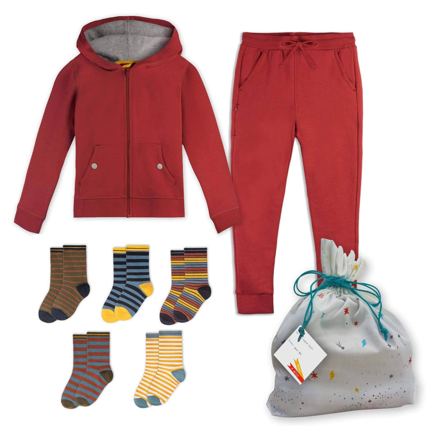 Warm and Cozy Organic Cotton Hoodie, Sweat Pant and Sock Gift Set 7HS001_hoodie-sweatpant-sock-gift-set Mightly Rust X-Small (4/5) 