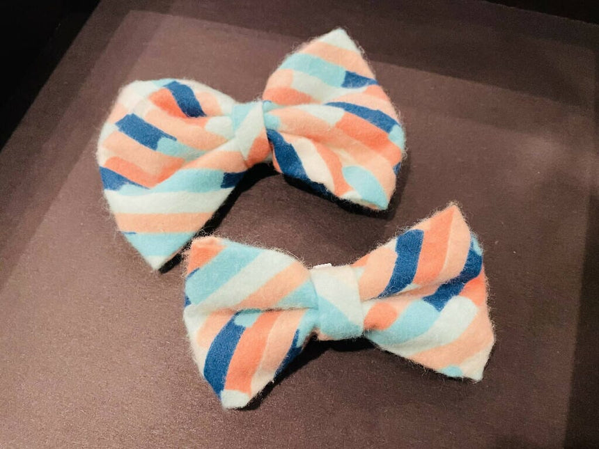 Warm and Cool Pastel Stripes Bow Ties for Pets - Big ~5"x3" and Small ~3.5"x2" Home Bow-Bow Ties 