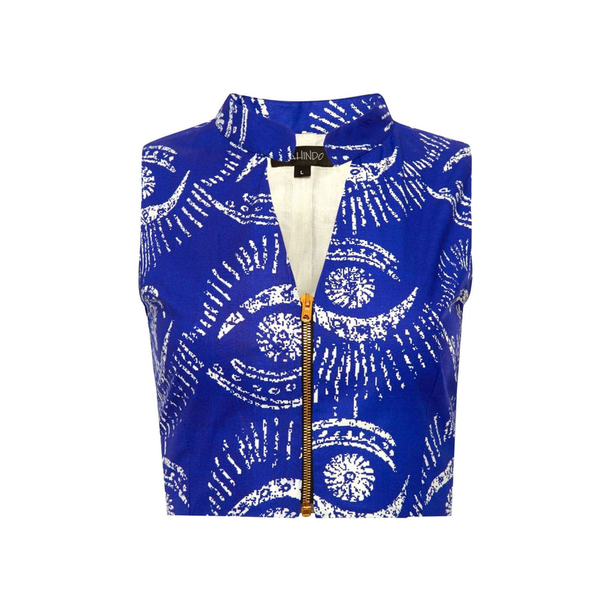 Wasini Crop Top in Blue Bahari Apparel KAHINDO 