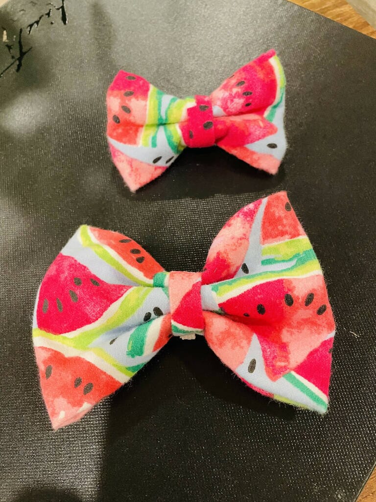 Watermelon Print Bow Ties for Pets - Big ~5"x3" and Small ~3.5"x2" Home Bow-Bow Ties 