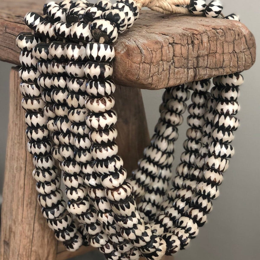 Artisan Bone Beads with Painted Detail Home & Garden Centered Inc. 2-toned 