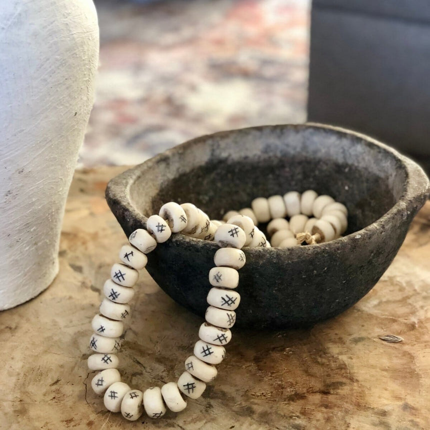 Artisan Bone Beads with Painted Detail Home & Garden Centered Inc. 