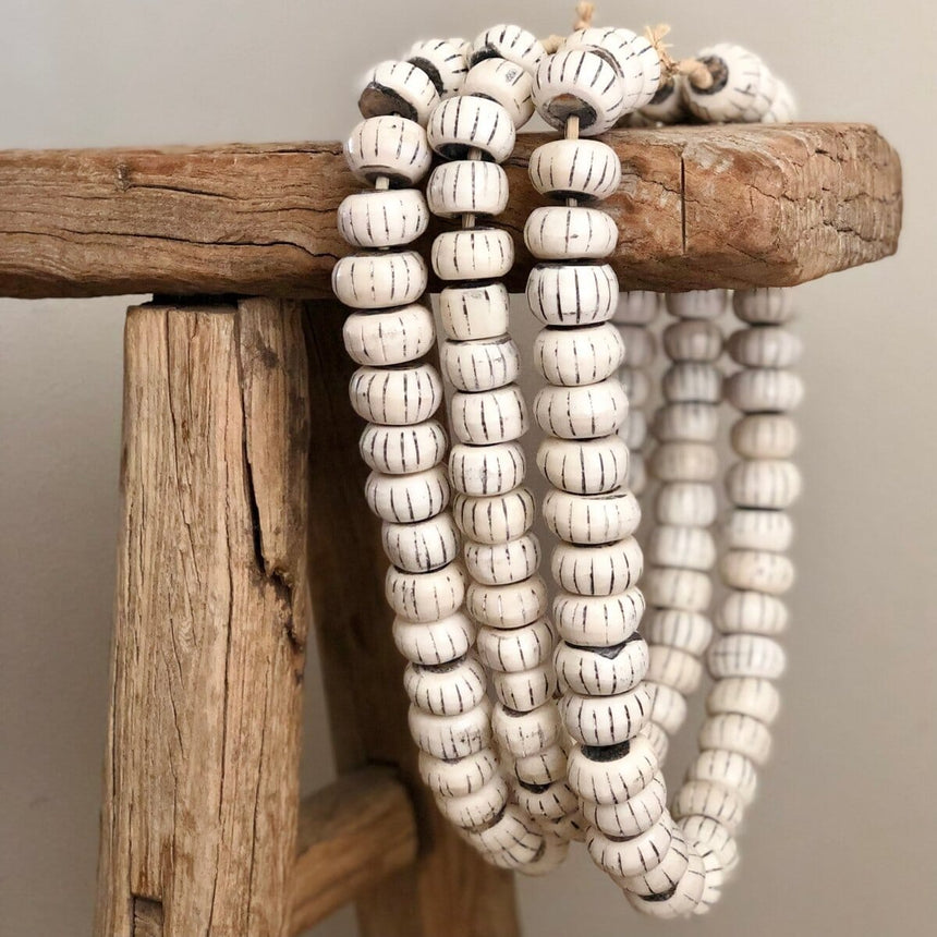 Artisan Bone Beads with Painted Detail Home & Garden Centered Inc. Subtle Stripes 