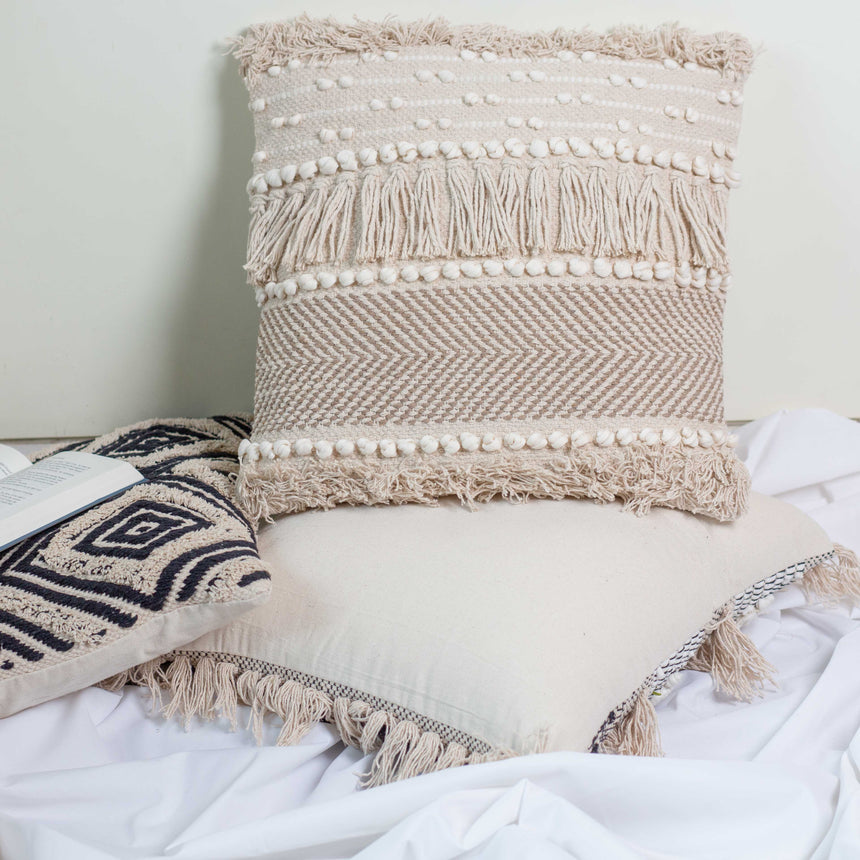 Ariana Woven Beige Throw Pillow Pillow Bit of Meraki 