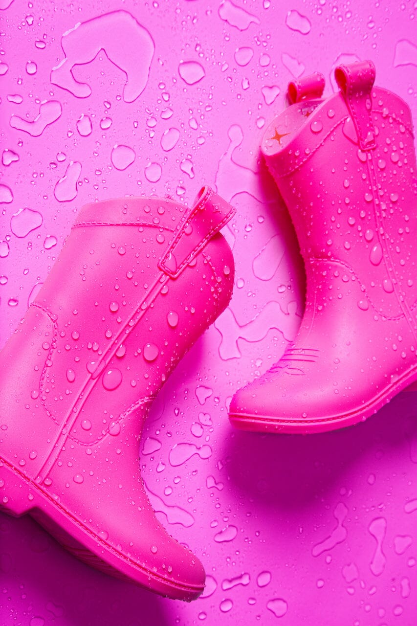 Atomic Pink Kid's All Weather Rubber Cowboy Boots Shoes Dakota Ridge 