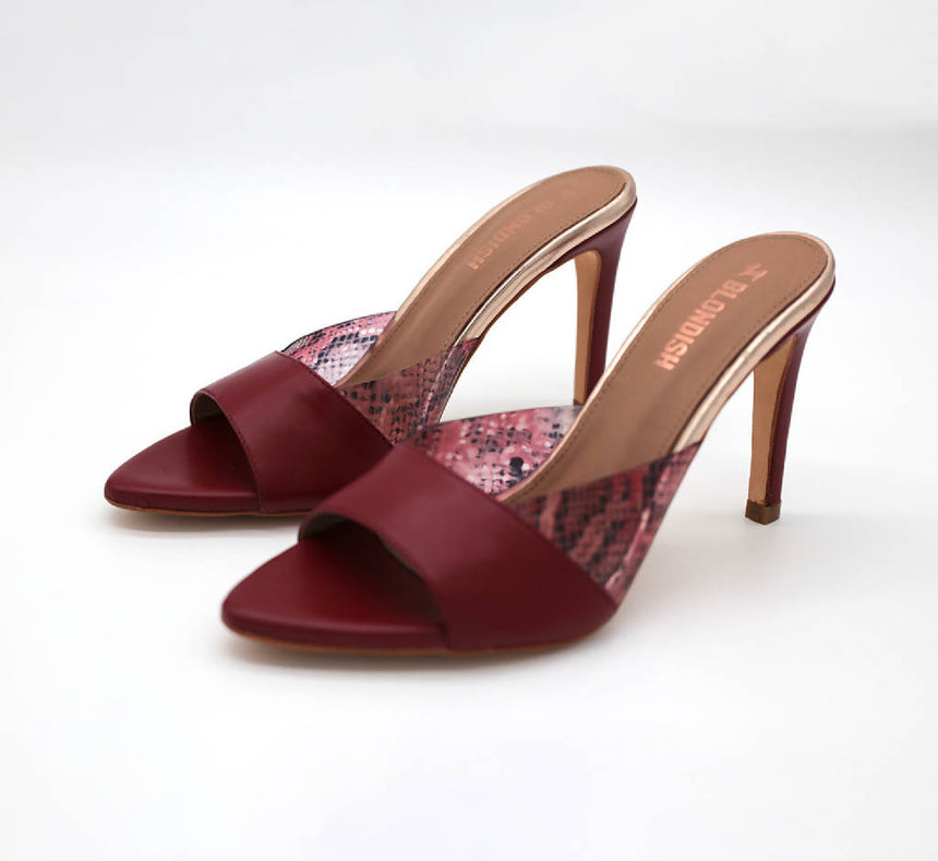 Berta Red Mules - 4" Heel Height footwear, shoes, pumps, mules, heels, handmade shoes, leather BLONDISH 