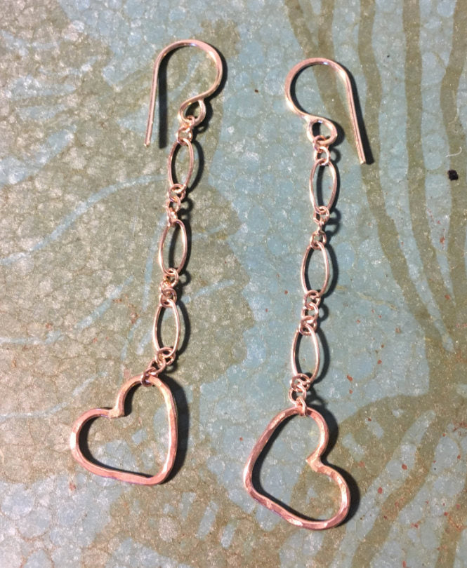 Vintage Heart Chain Earrings Earrings Jennifer Cervelli Jewelry 