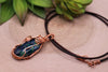 Azurite & Malachite Cabochon wire wrapped stone Necklace, Wire Wrapped necklace, Leather Cord jewelry, necklace Isle Inspired Boutique 