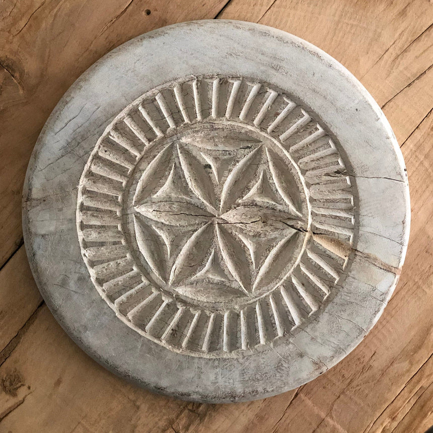 Vintage Carved Wood Trivet Home & Garden Centered Inc. 2) 10”x.75” 