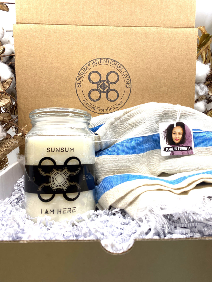 Warms Hugs Are Better Than Cold Shoulders Gift Curated Gift Sunsum® Intentional Living Warm Hugs from Ethiopia (Blue) 