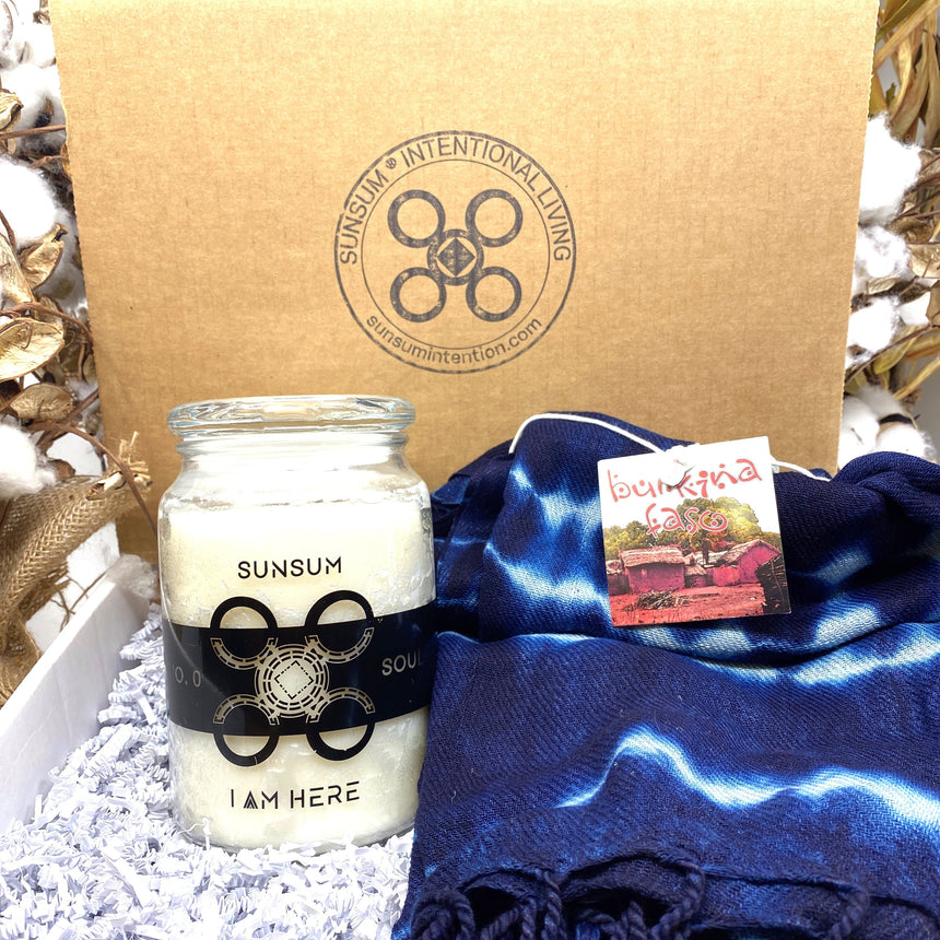 Warms Hugs Are Better Than Cold Shoulders Gift Curated Gift Sunsum® Intentional Living Warm Hugs from Burkina Faso (Indigo) 