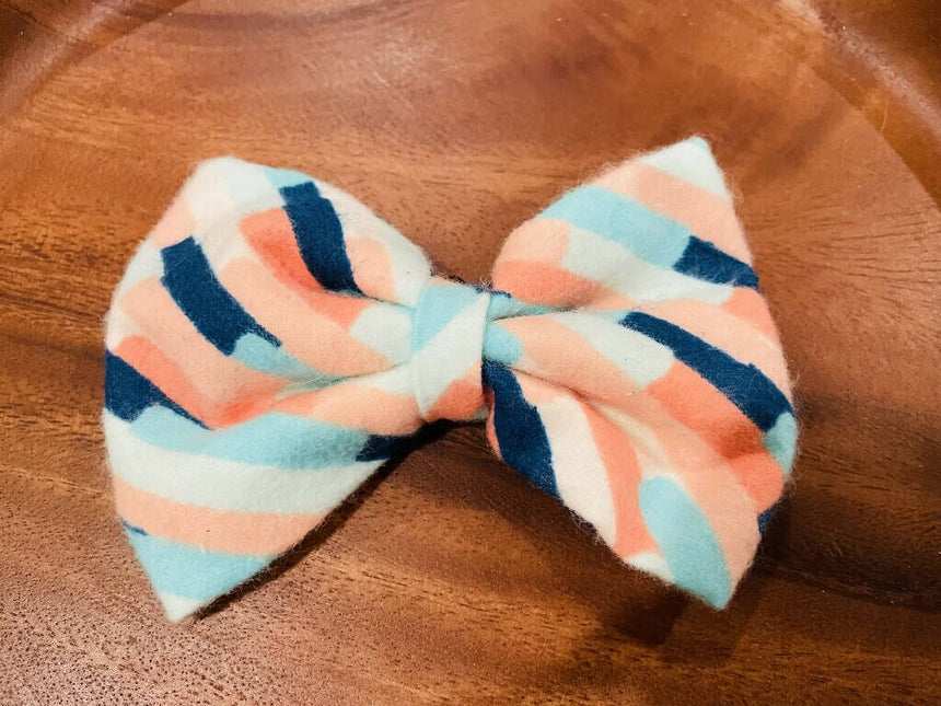 Warm and Cool Pastel Stripes Bow Ties for Pets - Big ~5"x3" and Small ~3.5"x2" Home Bow-Bow Ties 