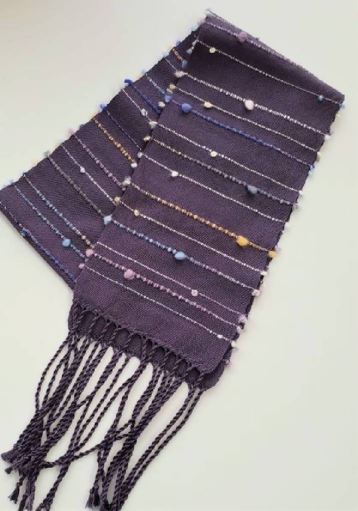Bamboo Handwoven Scarf - Deep Mauve with Varied Bamboo Accents handwoven scarf Iron Springs Weaving 