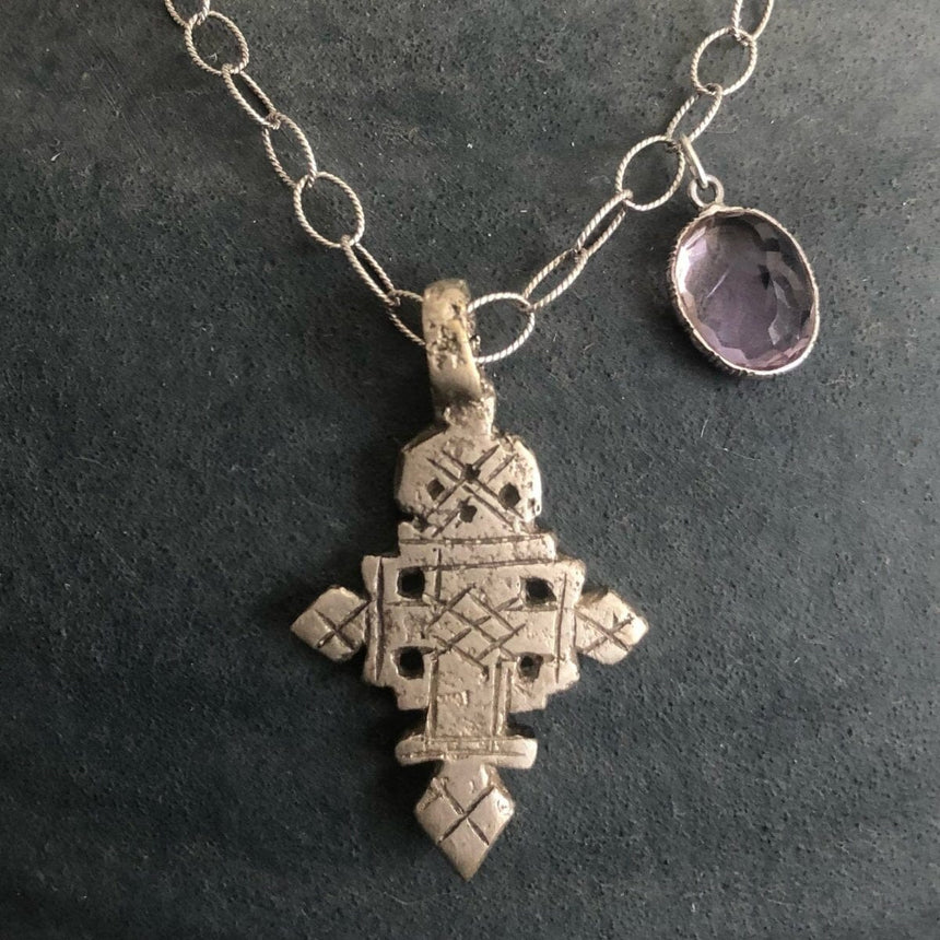 Vintage Coptic cross w/ stone necklace Jewelry Centered Inc. 