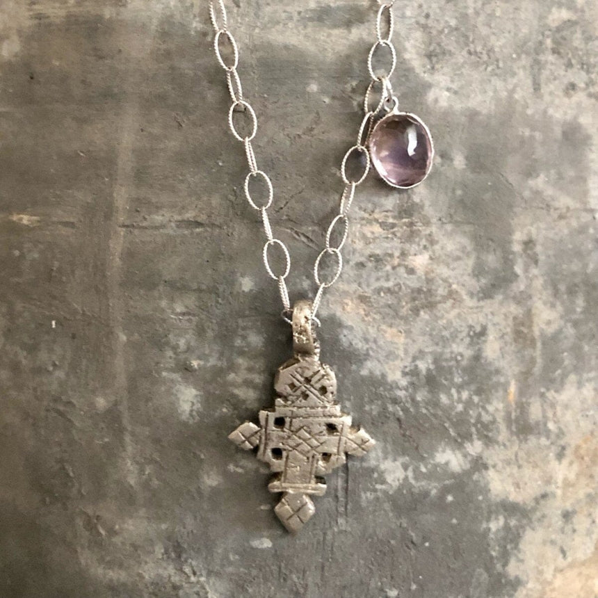 Vintage Coptic cross w/ stone necklace Jewelry Centered Inc. 
