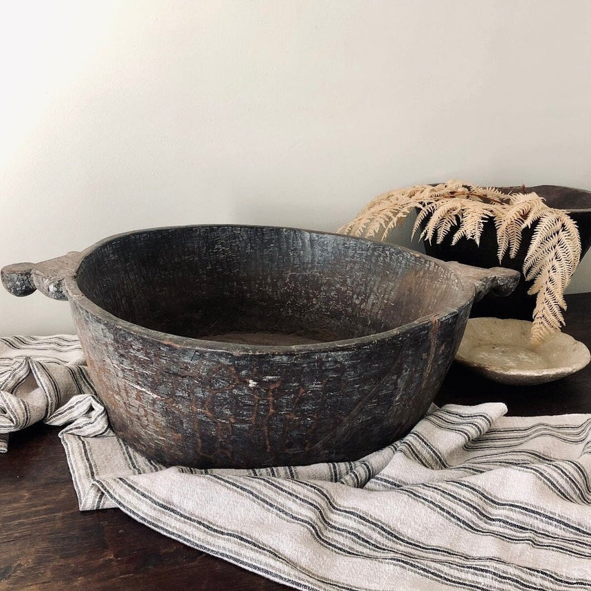 Vintage Handled Bowl- Dark wood Home & Garden Centered Inc. 
