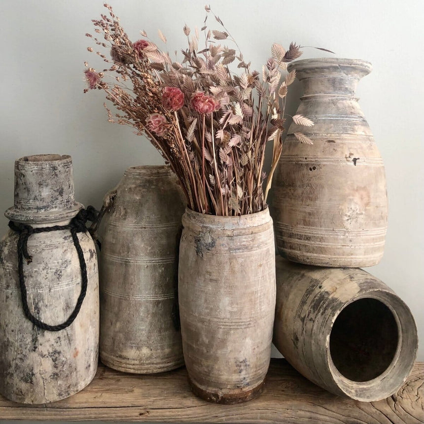 Vintage Raw Wood Vase, Large Home & Garden Centered Inc. 