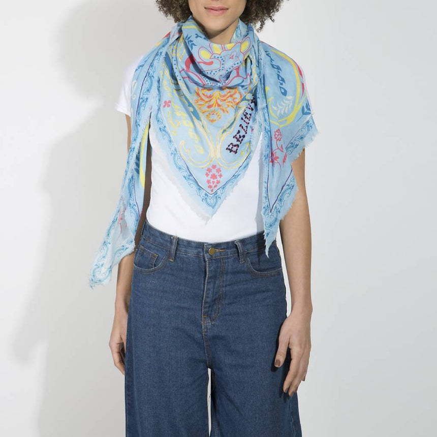 Believe Triangle Scarf Triangle Scarves Vismaya Blue 
